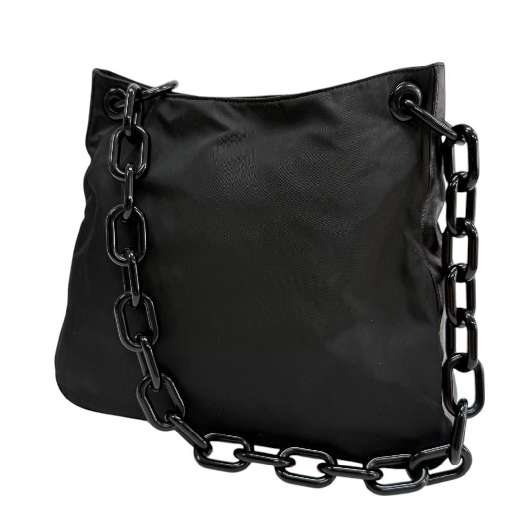 PRADA shoulder bag one shoulder leather combination black From Japan Used Rare !