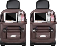 2PCS Car Seat Back Organizer Waterproof Leather Backseat Pocket w/ Tablet Holder