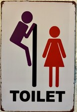TIN SIGN 8x12 Restroom Funny Bathroom Men Women Toilet Peeking Boys Girls DD4