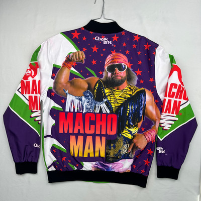 Authentic WWE Chalk Line Macho Man Randy Savage Satin Bomber Jacket Large EUC