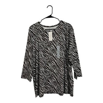Charter Club Zebra Print Pima Cotton Top Brown White Macys Women's Size 3X NWT
