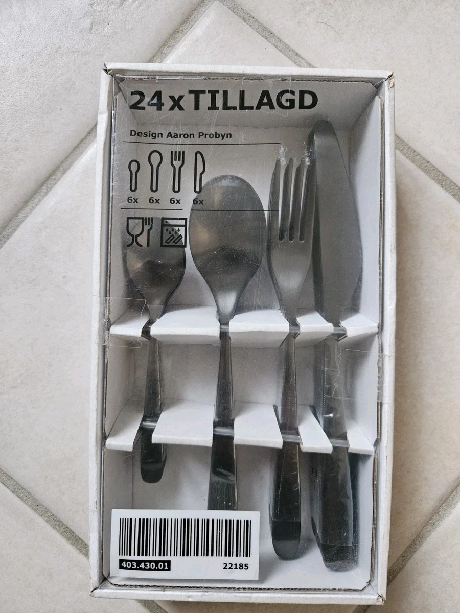 Ménagère IKEA SKYMPTA 24 Couverts Design Ivar Ledang (années 90) - Acier Inoxydable Bleu