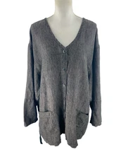 J. Jill Womens Plus 4X Linen Lagenlook Cardigan Sweater Jacket Gray