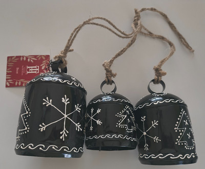 TOTAL HOME LTD Hanging Decor Bells Seasonal Staggered Black White Painted NWTO
