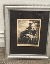 Jacomb-Hood 1800s Original Etching Print 'Faerie Queene, Gentle Knight' Framed