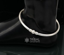 Handmade design sterling silver single ball design ankle kada bracelet,nsfk96