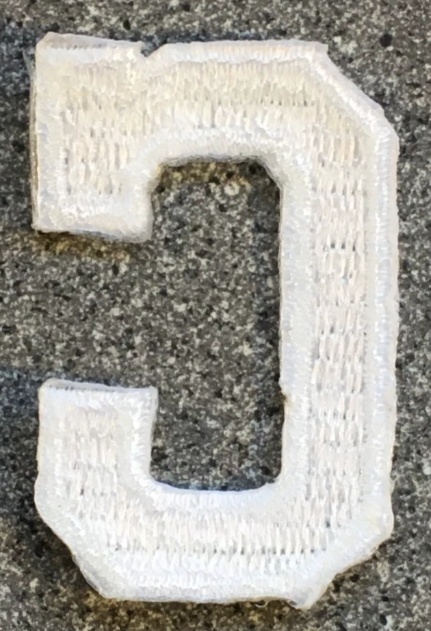 VINTAGE BLOCK LETTER C COLOR WHITE DESIGN 2" IRON ON EMBROIDERED CLOTH PATCH - Image 2 of 4
