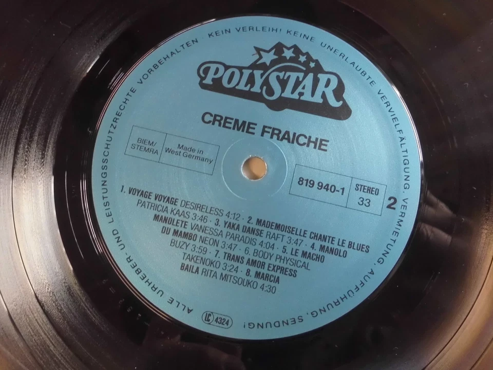 CREME FRAICHE LP: PARADIS/DELON/LOEB/CLERC/COSSO/DESIRELESS/KAAS/GAINSBOURG/BUZY - Bild 4 von 4