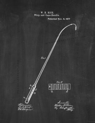 Whip And Cane-Handle Patent Print Chalkboard