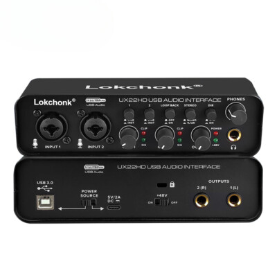 Audio Interface Sound Card 32-bit/192KHz AD Converter, Electric Guitar Recording