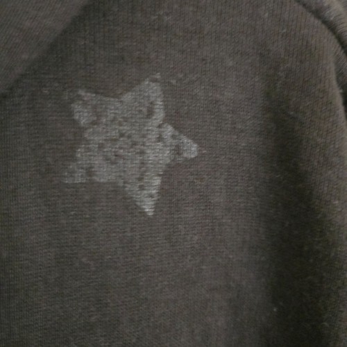 Seven 7 Black On Black Subtle Star Asymmetric Hem Hoodie Size L - Picture 3 of 5