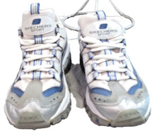 Shoes Vintage SKECHERS Sport Womens White Gray Blue Lace Up SN2378 Sz 7.5