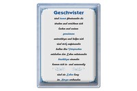 Blechschild Spruch 30X40 Cm Geschwister Immer FüReinander Da Deko Schild