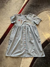 Go Softly Patio Bird Embroidered Chambray Dress PM