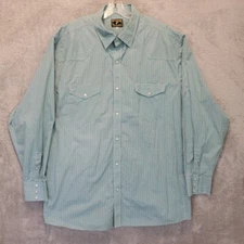 Wyoming Traders Shirt Mens 3XL Green Western Pearl Snap Checkered Long Sleeve