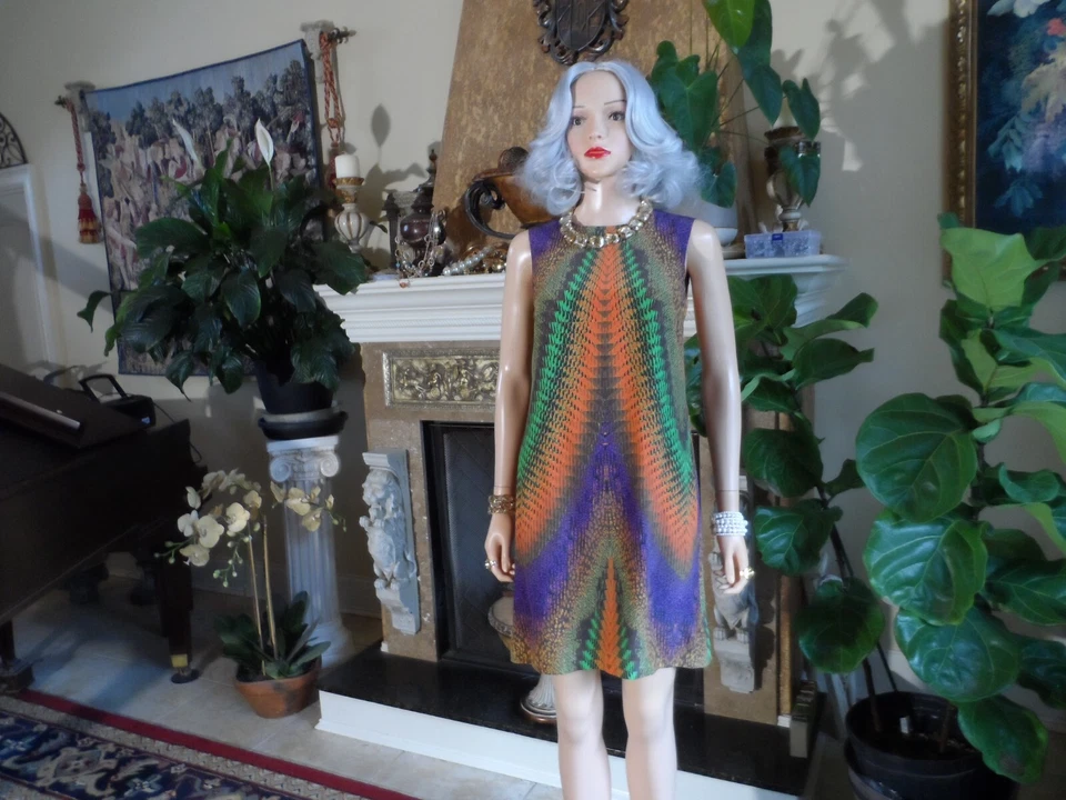 Vestido recto M Missoni 100 % seda estampado multicolor talla IT 38- US 2 Foto 2 de 4