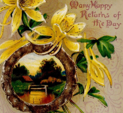 1912, Many Happy Returns of the Day Embossed Germany 2295 Postcard