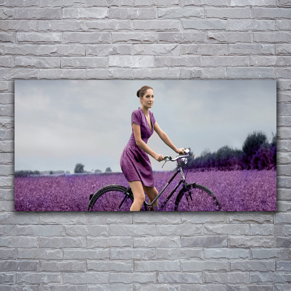 Tableau sur toile 120x60 grand format pour habiller un mur vide femme vélo