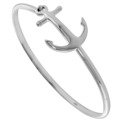 925 Sterlingsilber schlicht Anker Armreif Armband Haken und Öse Verschluss 7,5'' lang