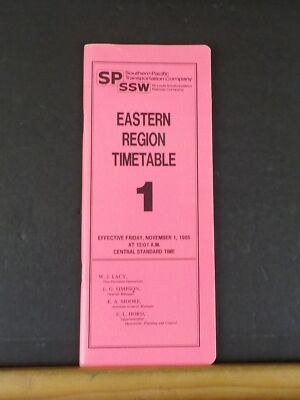 Southern Pacific Transportation Co Employee Timetable Eastern Region #1 1985