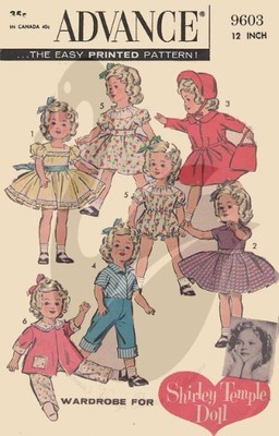 Reproduktion Vintage Shirley Temple Puppenkleidung 12 oder 17 Zoll Schnittmuster A9603