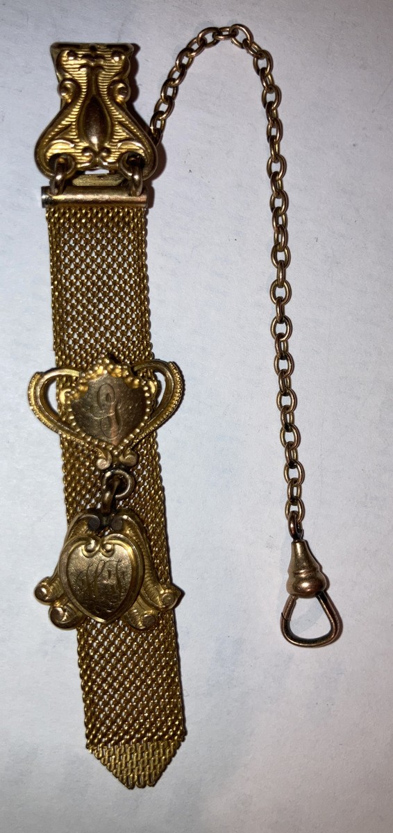 Antique Finberg Co Gold Filled Slide Mesh Fob Swivel For Pocket Watch  Chatelaine