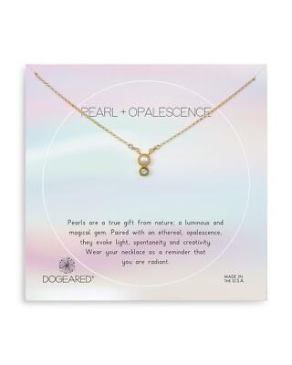 Dogeared Pearl Opalescence Duo Necklace, Gold Dipped