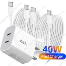 PD 40W Fast Wall Charger Power Adapter TypeC USB-C Cord For iPhone 15 16 Samsung