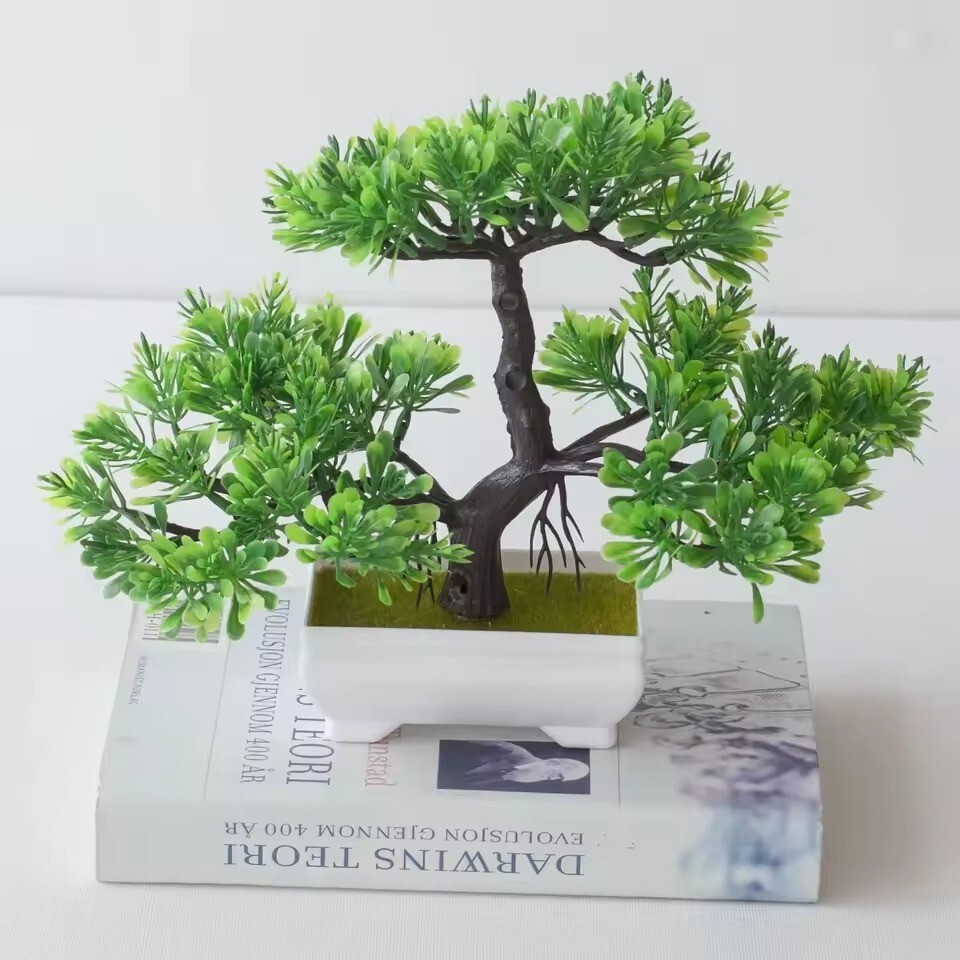 Artificial Plants Bonsai Small Tree Pot Fake Plant Flowers Potted Ornament-image