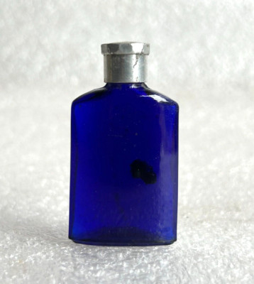 VINTAGE CLEAR COBALT BLUE GLASS BOURJOIS PERFUME BOTTLE DECORATIVE, COLLECTIBLE