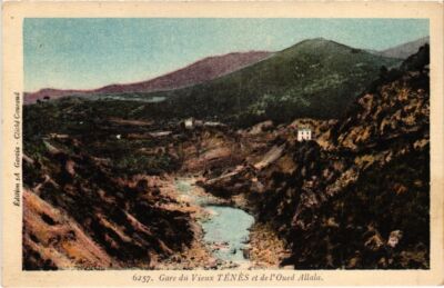 Old postcard AK ALGERIA TENES Gare du Vieux Tenes et de l'Oued Allala (1189853)