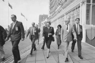 British Prime Minister Margaret Thatcher in Brighton, Sussex, duri- Old Photo