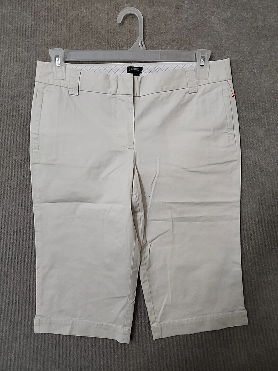 J Crew Favorite Fit Capri Pants Womens 8 Ivory Cotton Stretch Khaki Chino NEW