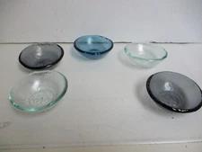 5-Recycled City Glass Studio Mini Olive Oil/Dip/Salt Bowls Mulitple Colors 3"