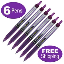 Pilot Precise V10 RT 13459 Purple Ink 1.0mm Bold Point Rolling Ball Pen 6 Pack