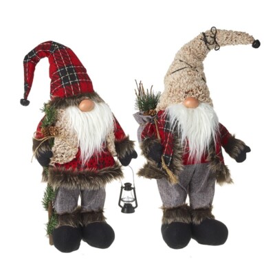 Auswahl aus 2 süßen großen freistehenden Weihnachten LED beleuchtet Santa Gonk 53 cm hoch