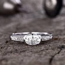 2.10 Ct Oval Cut VVS1/D Diamond Solitaire Engagement Ring 14k White Gold Finish