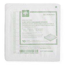 Sterile 100 Cotton X-Ray Detectable Gauze Sponges, 4" x 4" 32 Ply, Case