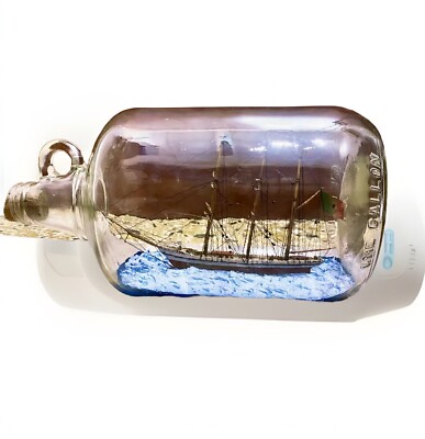 Vintage Brig ship in a bottle rated by AI