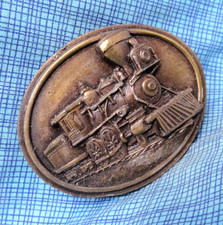 Steam Engine Dress Belt Buckle Train Railroad Railways Vtg 80s Bergamot .GMP063