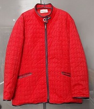 Elena Miro Jacket Red Black Leather Trim Small Stand Up Collar Pockets Size 26