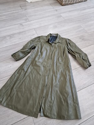 Primark Khaki Green Faux Leather Button Up Dress Size 8 | eBay UK