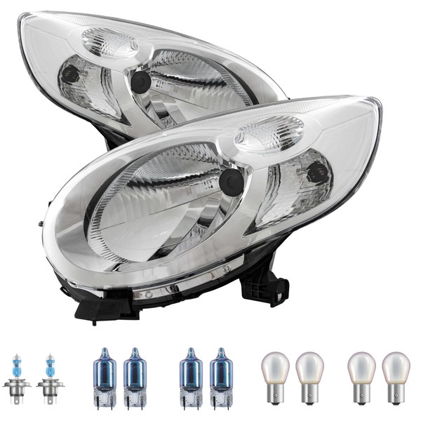 Halogen Scheinwerfer Hauptscheinwerfer Set H4 FüR CitroëN C1 Inklusive Lampen-image