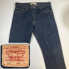 Vintage Levi's 505 Jeans Mens 36x36 Dark Wash Blue Regular Fit Denim Y2K