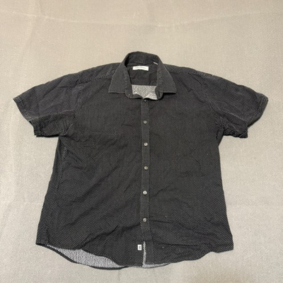 #ad James Campell Mens Shirt Size XL Black Dot Short Sleeve Button Up $13.49