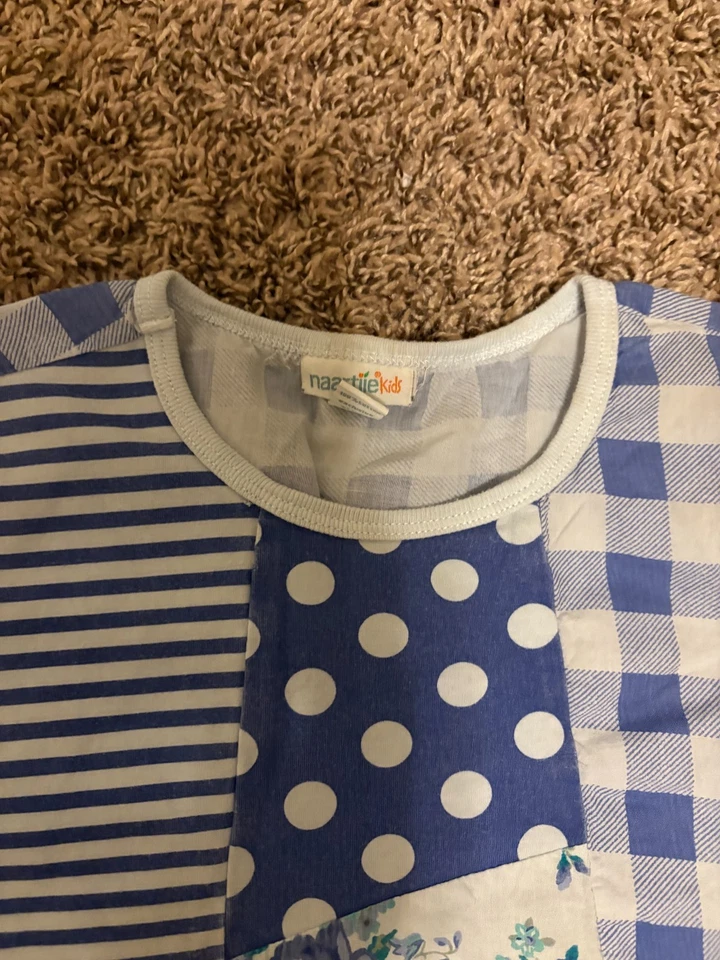 Túnica Naartjie Top XXL 8 anos xadrez azul e branco mídia mista manga curta - Imagem 2 de 3