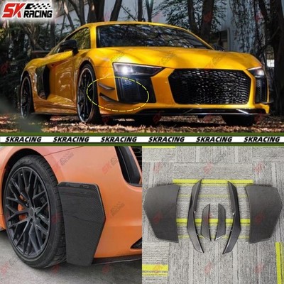 For 16+Audi R8 Carbon Fiber Rear Bumper Side Splitters Front Bumper Canards Fins