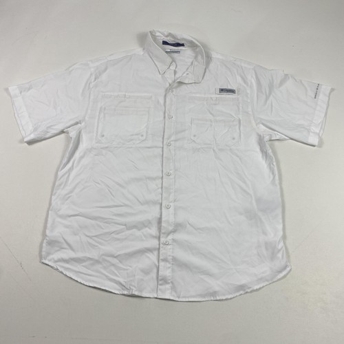 Columbia PFG Tamiami Camicia Uomo Grande Bianca Omni-Shade Pesca Outdoor UV SPF
