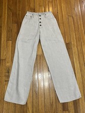 Vintage Made in the Shade Beige Linen Wide Leg Pants Junior's Sz 3 USA Made