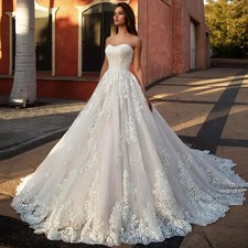 Princess Wedding Dress Sleeveless Lace Applique Backless Corset Bridal Gowns Hot